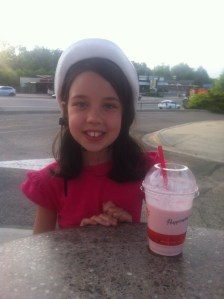 Belle our 4th grader.  The two of us rode our bikes to Good Times for some mommy/daughter time.