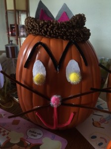 Belle made her pumpkin into a cat!