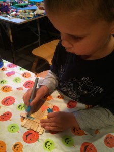 Jonathan working on his scarecrow.