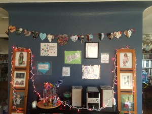 Our wall of bible verses about love.