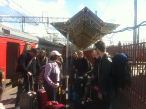 Waiting at the train station.