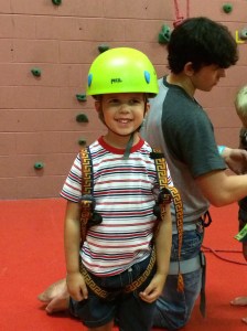 Jonathan getting ready to go up the wall.