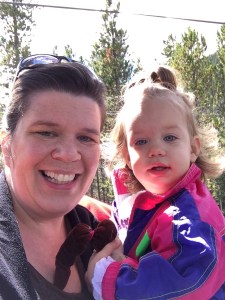 Mommy and Katherine on gondola.