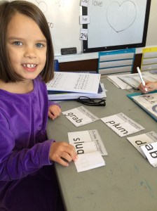 Alex working on her reading lessons.